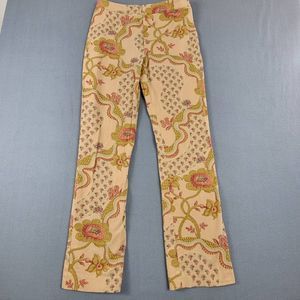 Womyn Womens Bootcut Pants Multicolor Beige Floral Stretch Zipper USA Retro 8